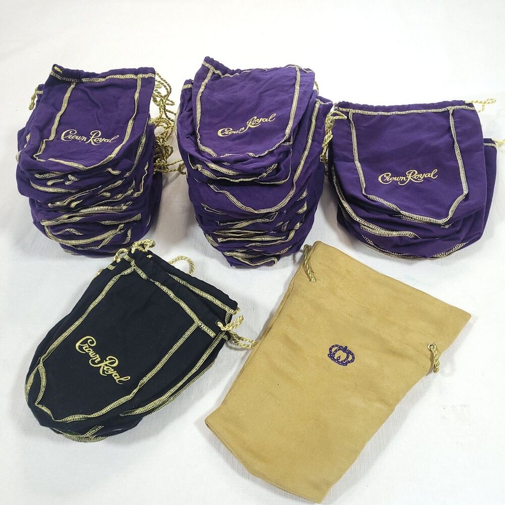 Crown Royal Velvet Bag‎ Covers Lot 74 Purple Black Crafting Quilting 7.5" 9-10"